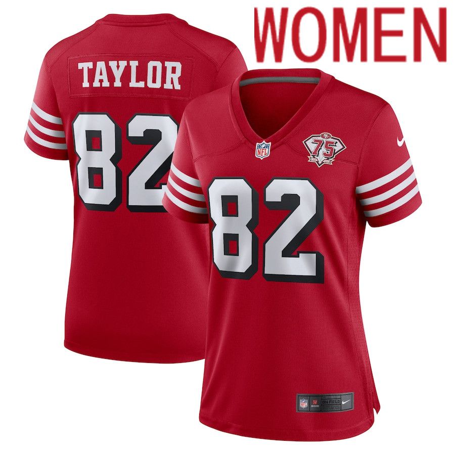 Women San Francisco 49ers 82 John Taylor Nike Scarlet 75th Anniversary Alternate Retired Player Game NFL Jersey